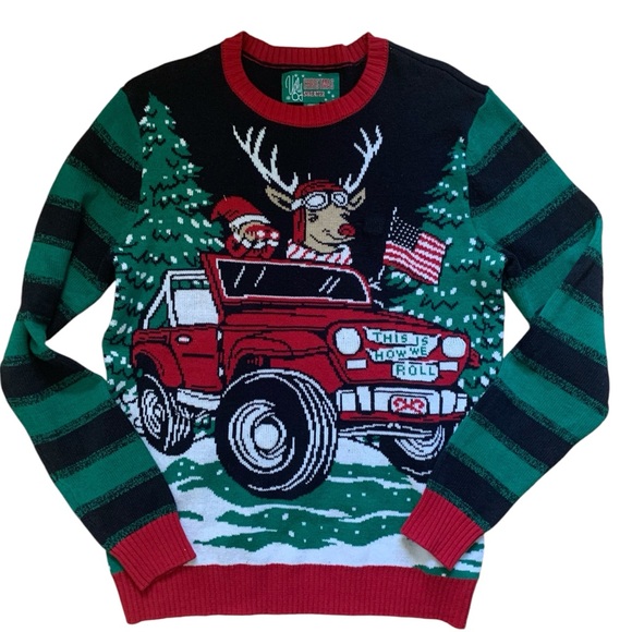 Ugly Christmas Sweater Other - Ugly Christmas Sweater Reindeer Elf Driving This is How We Roll Unisex Sz Medium